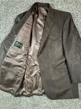 HARMONY Western Wear Mens 44L Brown Microsuede Blazer Sportcoat Jacket Cowboy